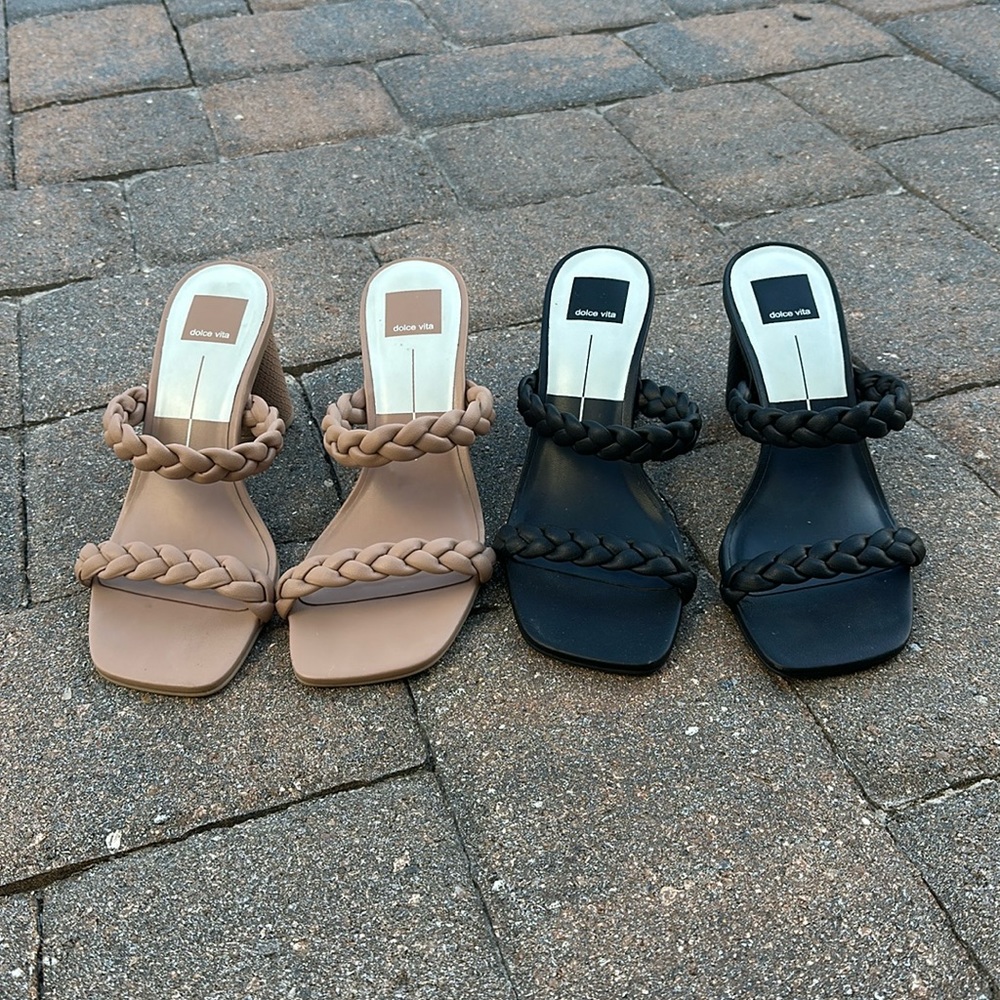 2 pairs dolce vita braided high heels, size 8.